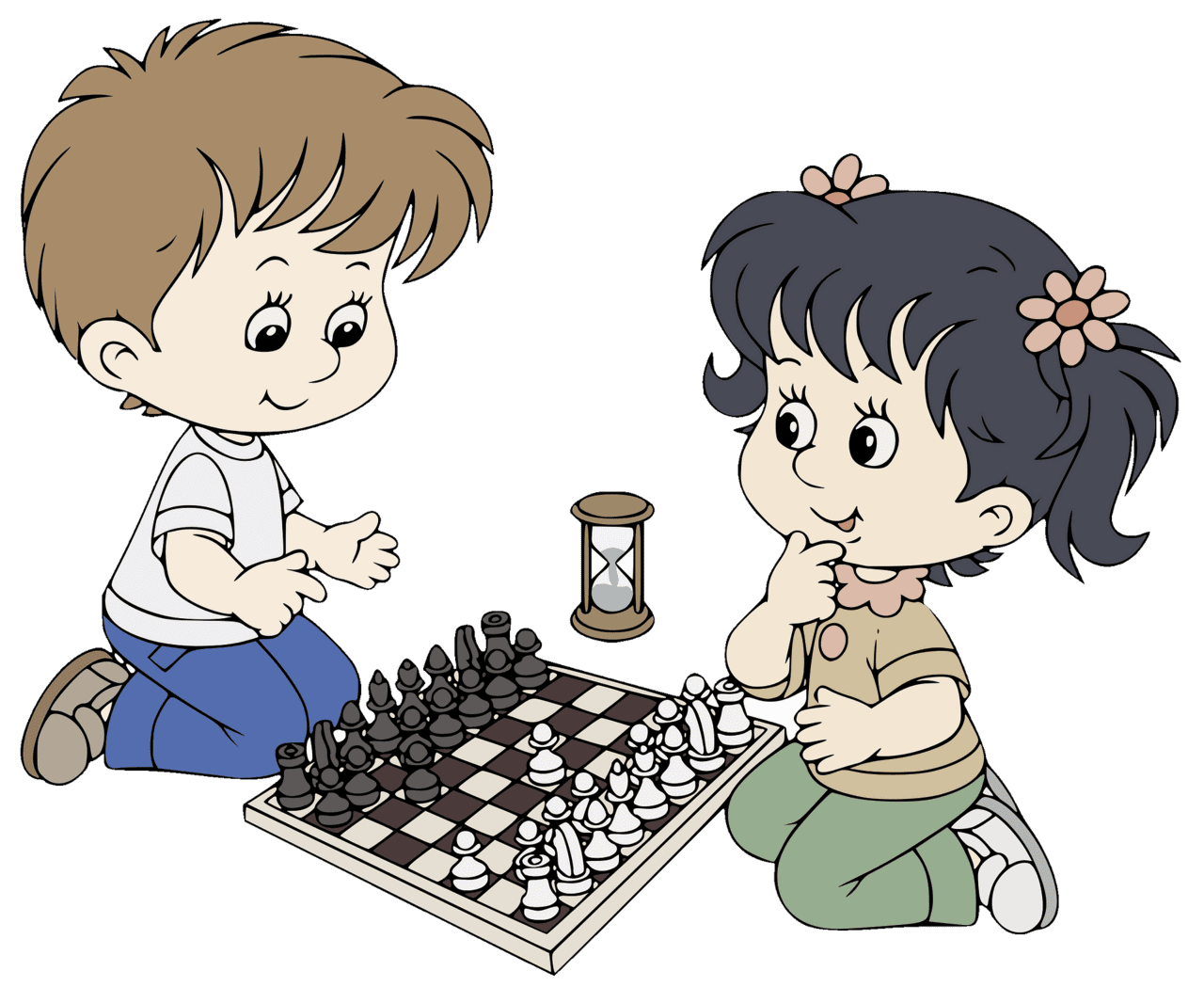 Board games kids playing chess vector clipart images 2