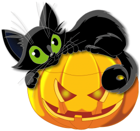 Cute pumpkin and cat halloween image with background clipart