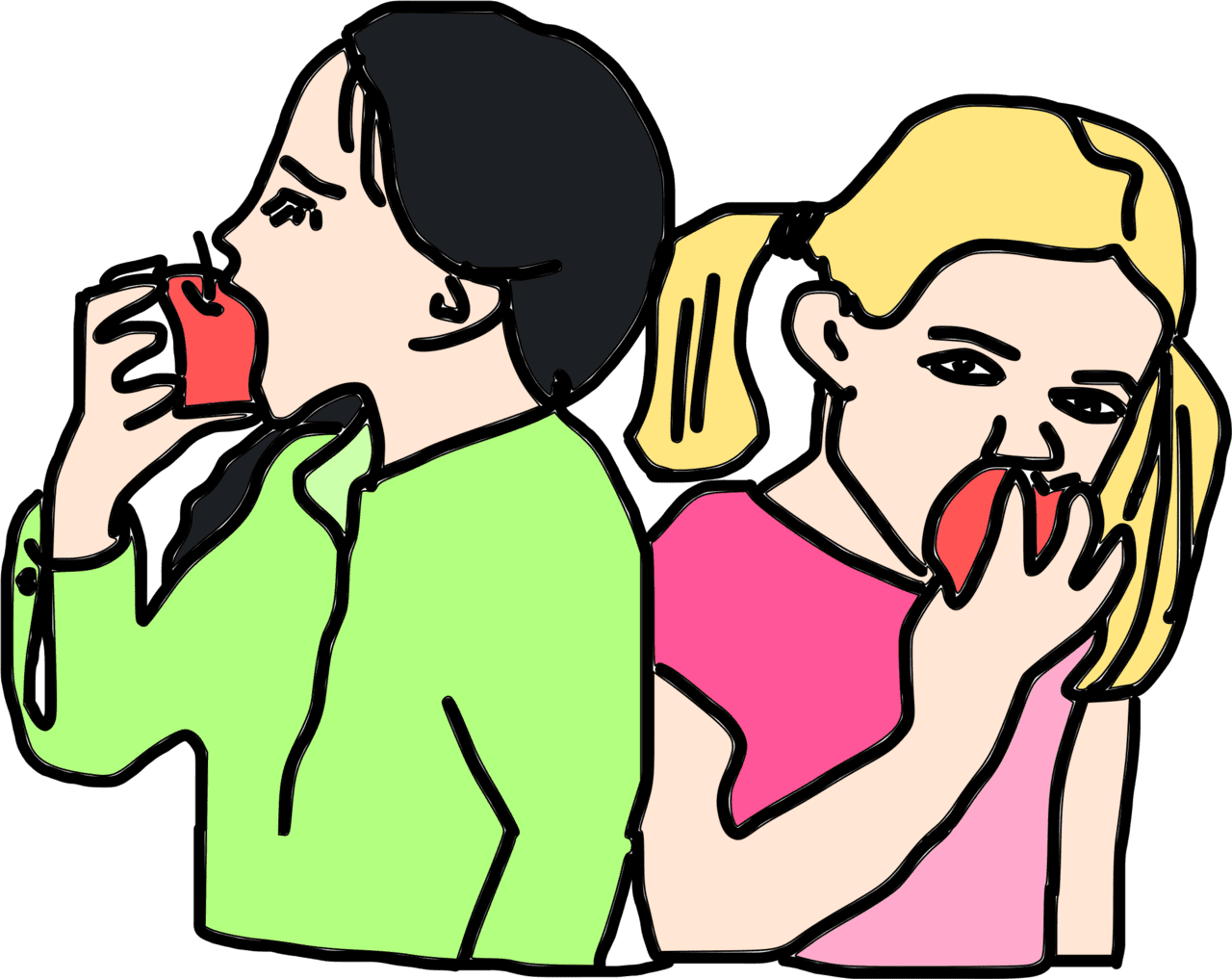 Clipart eat ing apple girls are apples of boy vector