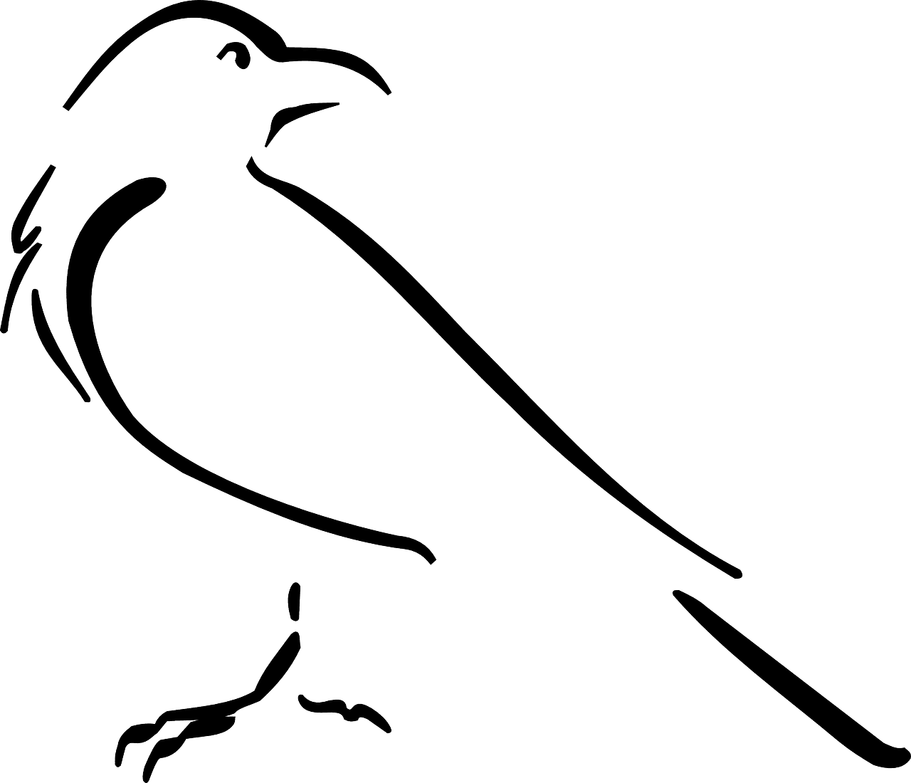 Crow bird outline vector graphic clipart