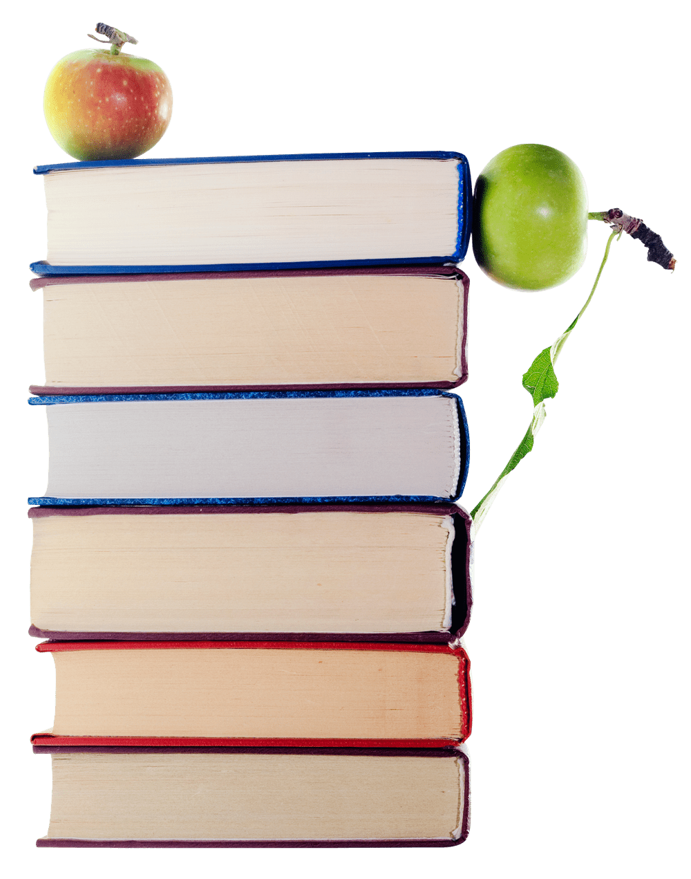 Green apples in stack of books clipart vector