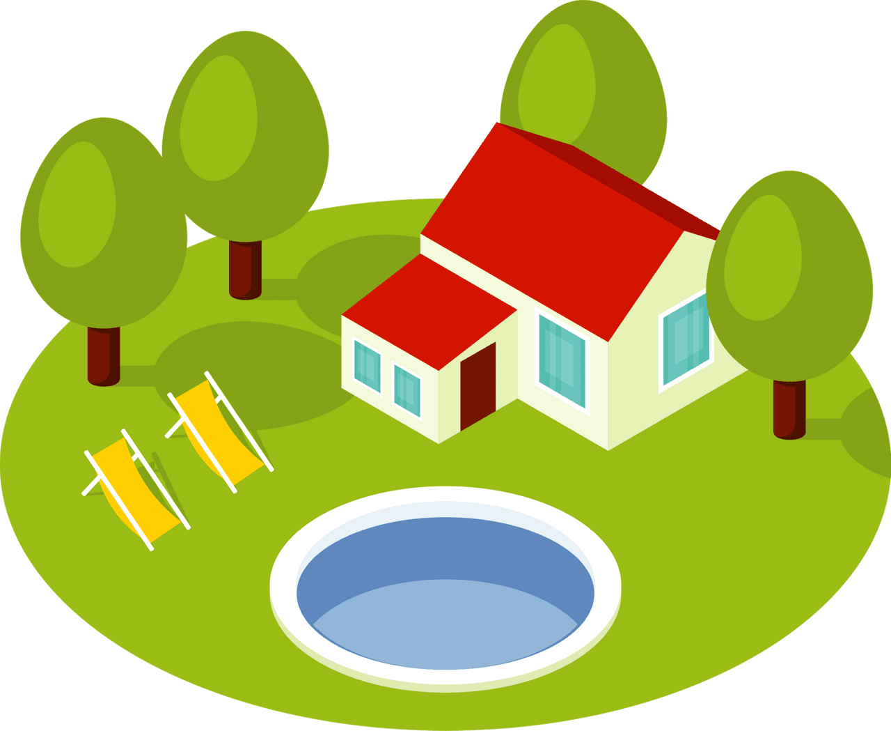 House with swimming pool vector clipart images