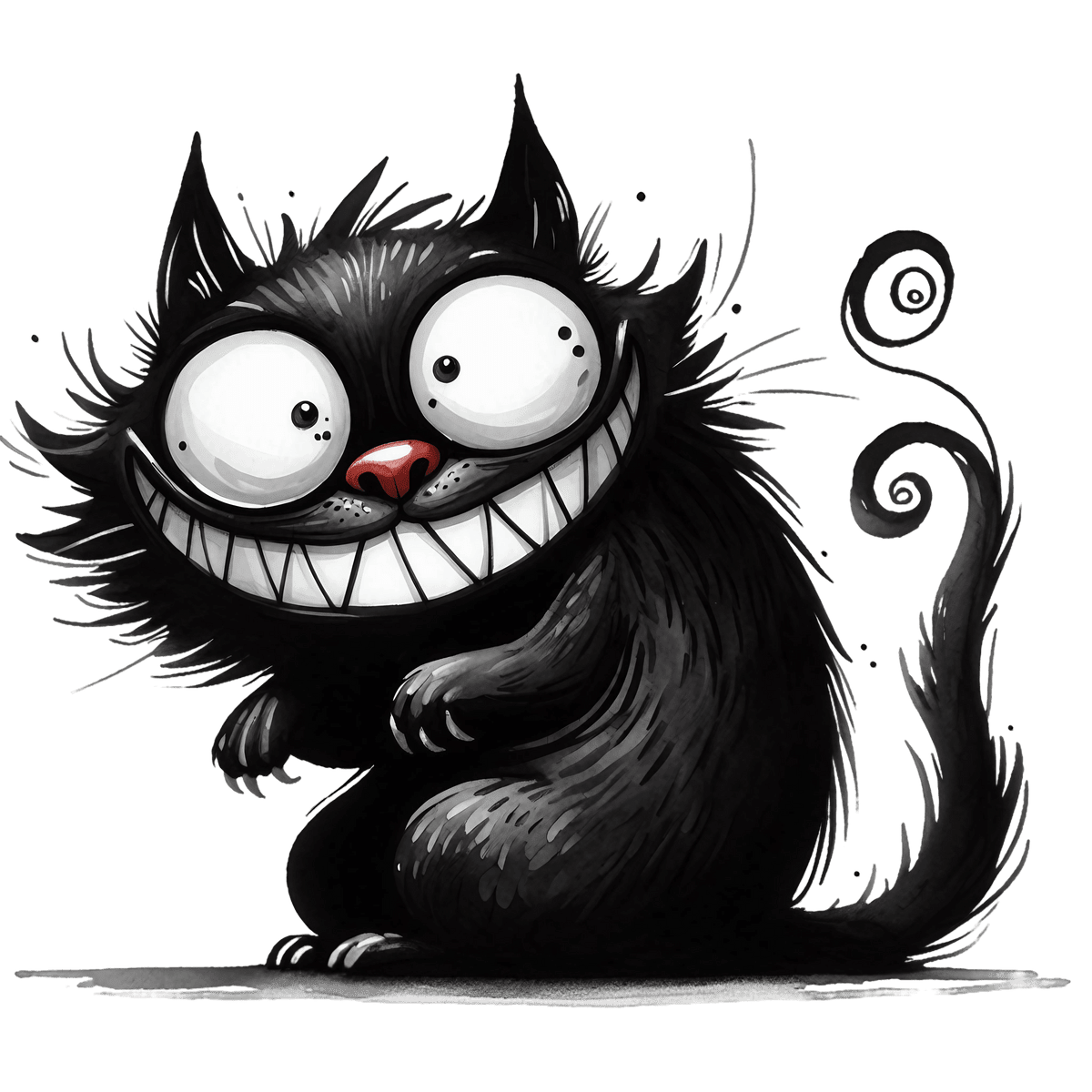 Cat black and white page clipart image