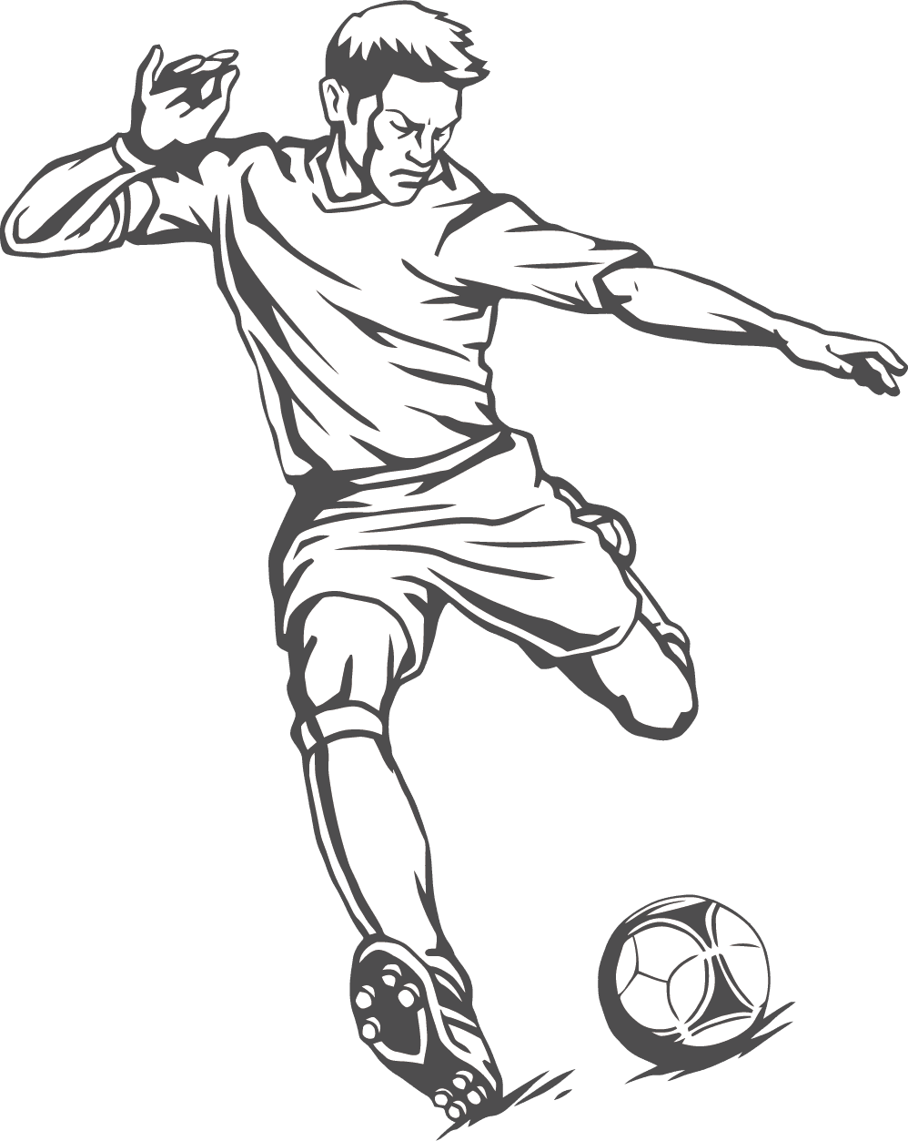 Football black and white kick hand painted footballer drawing of clipart large size image