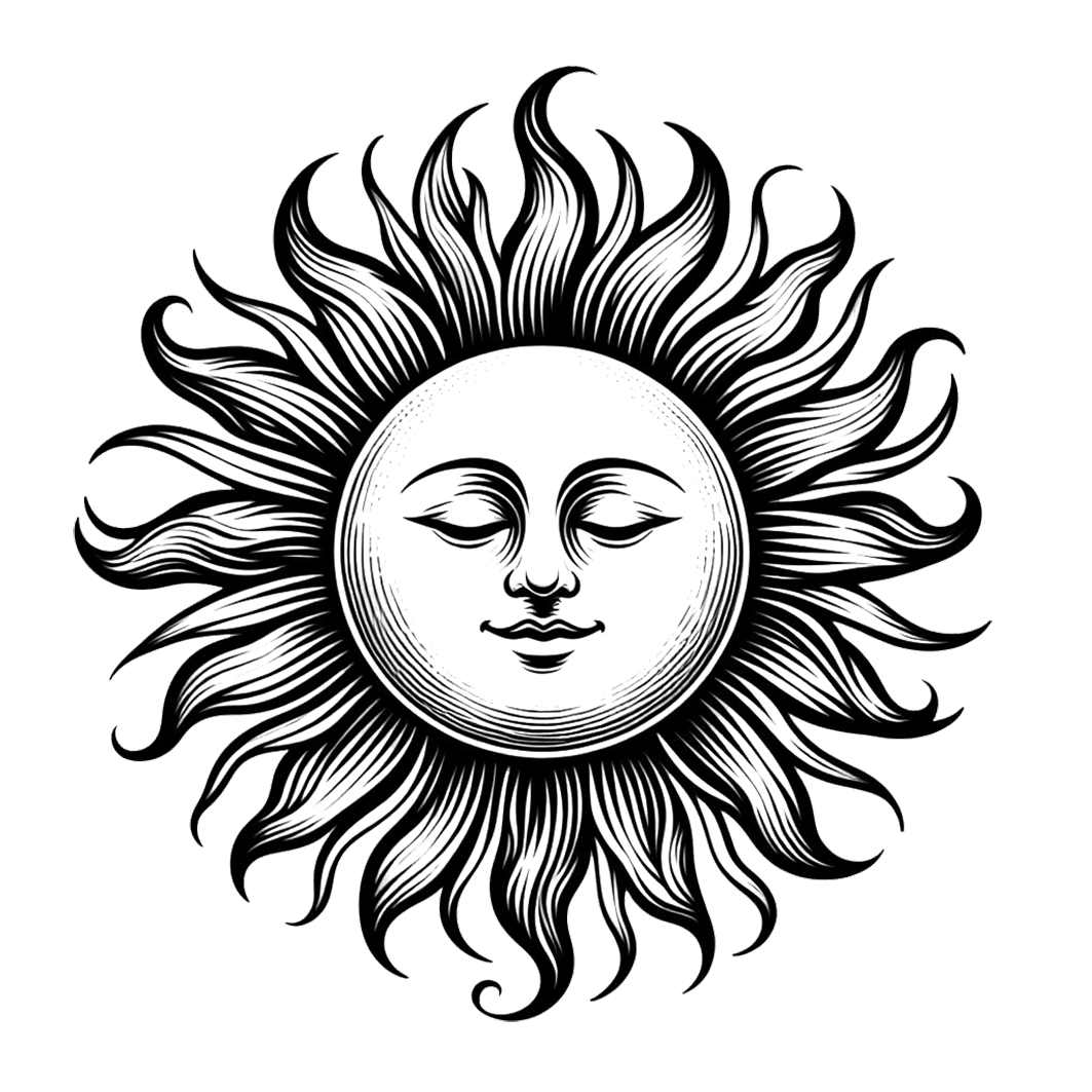 Black and white sun clipart picture