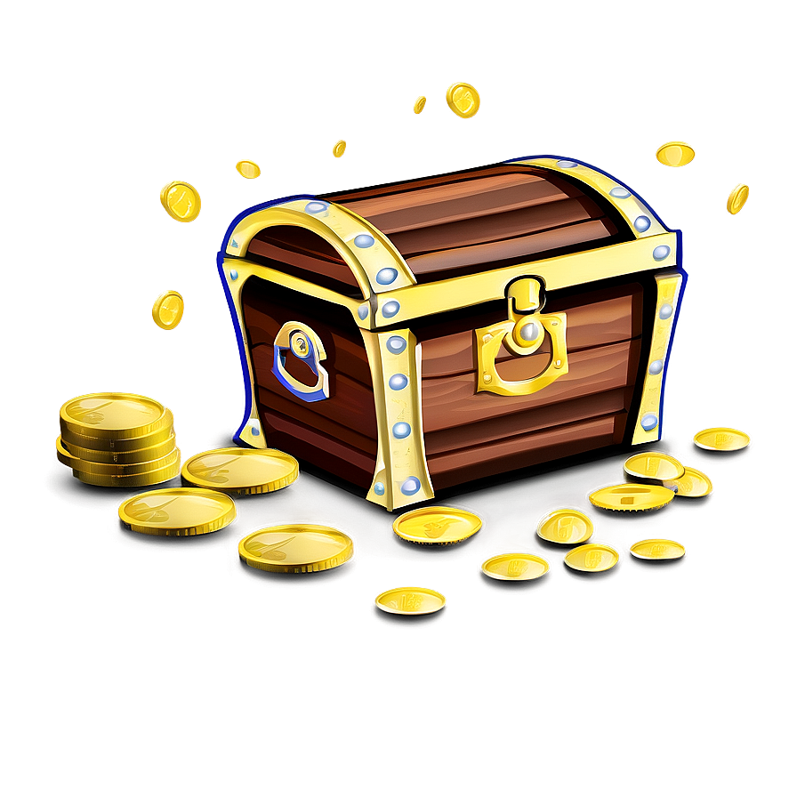 Treasure chest with coins clipart logo