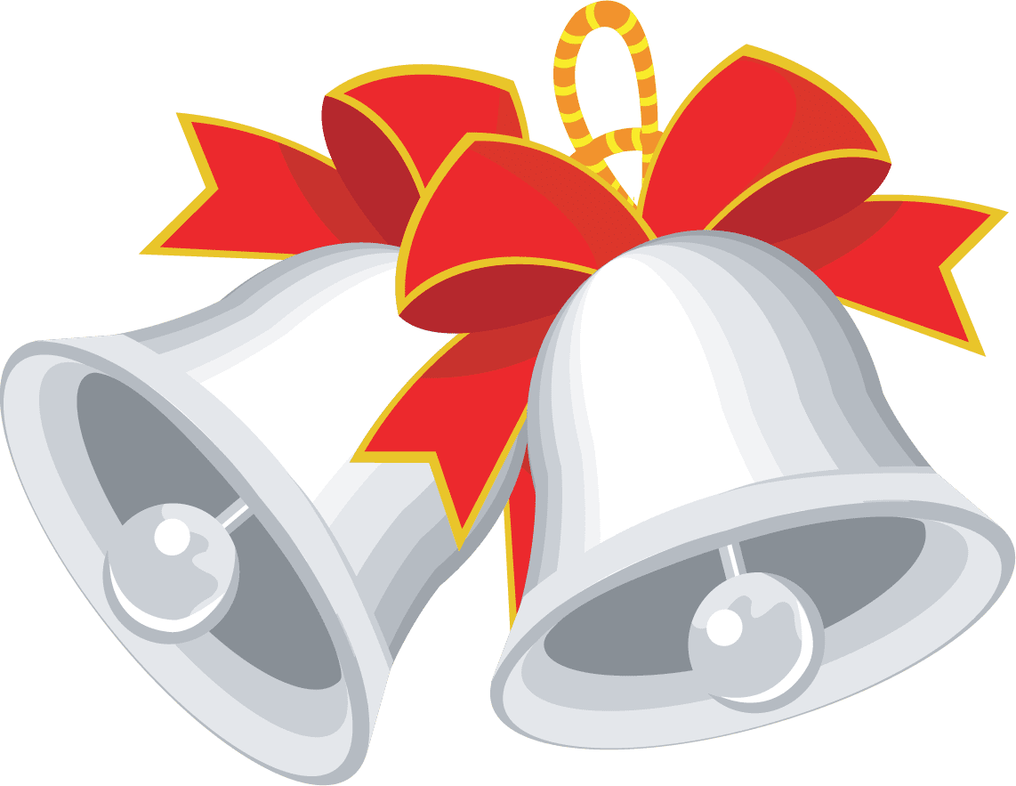 Christmas bell with ribbons clipart transparent