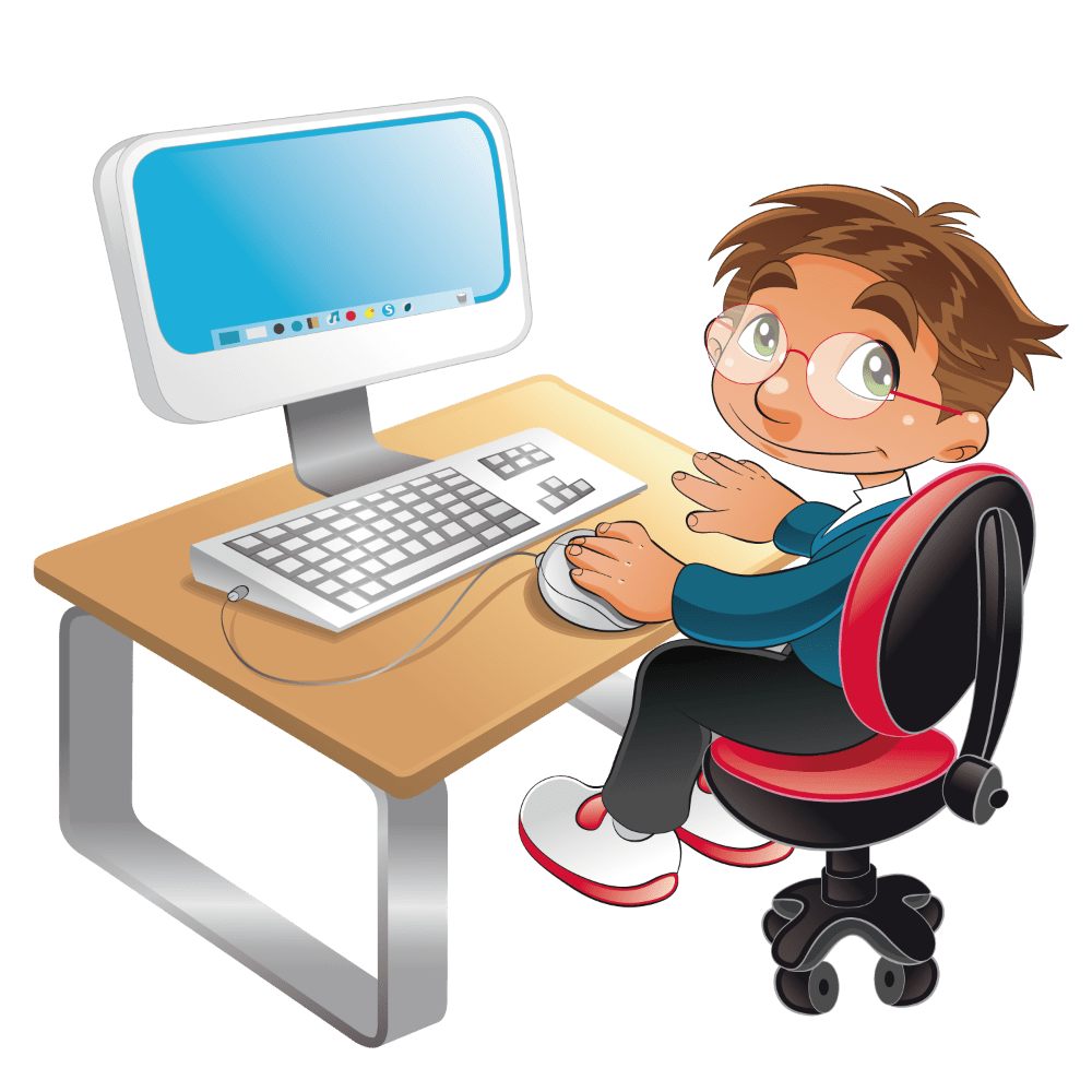 Technology student puter cartoon clipart sitting in front of the for image