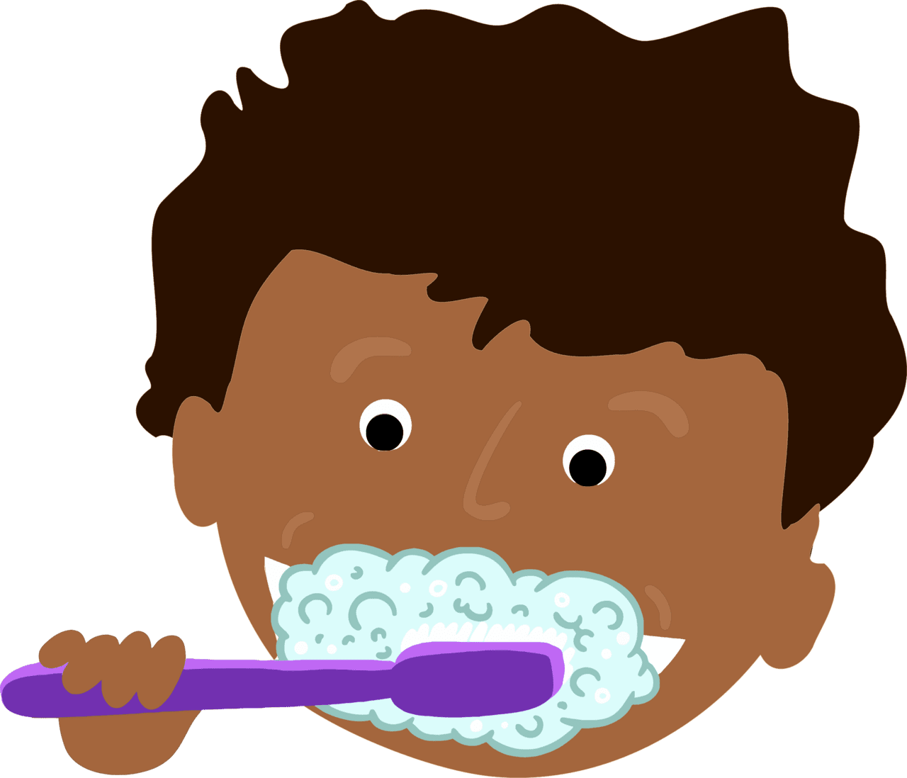 African kid brushing teeth clipart image