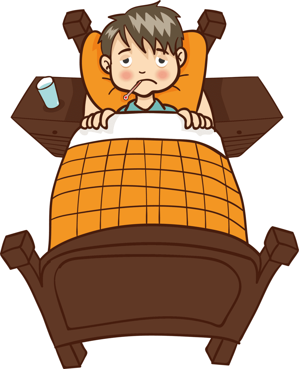 Sick bed rest clipart vector