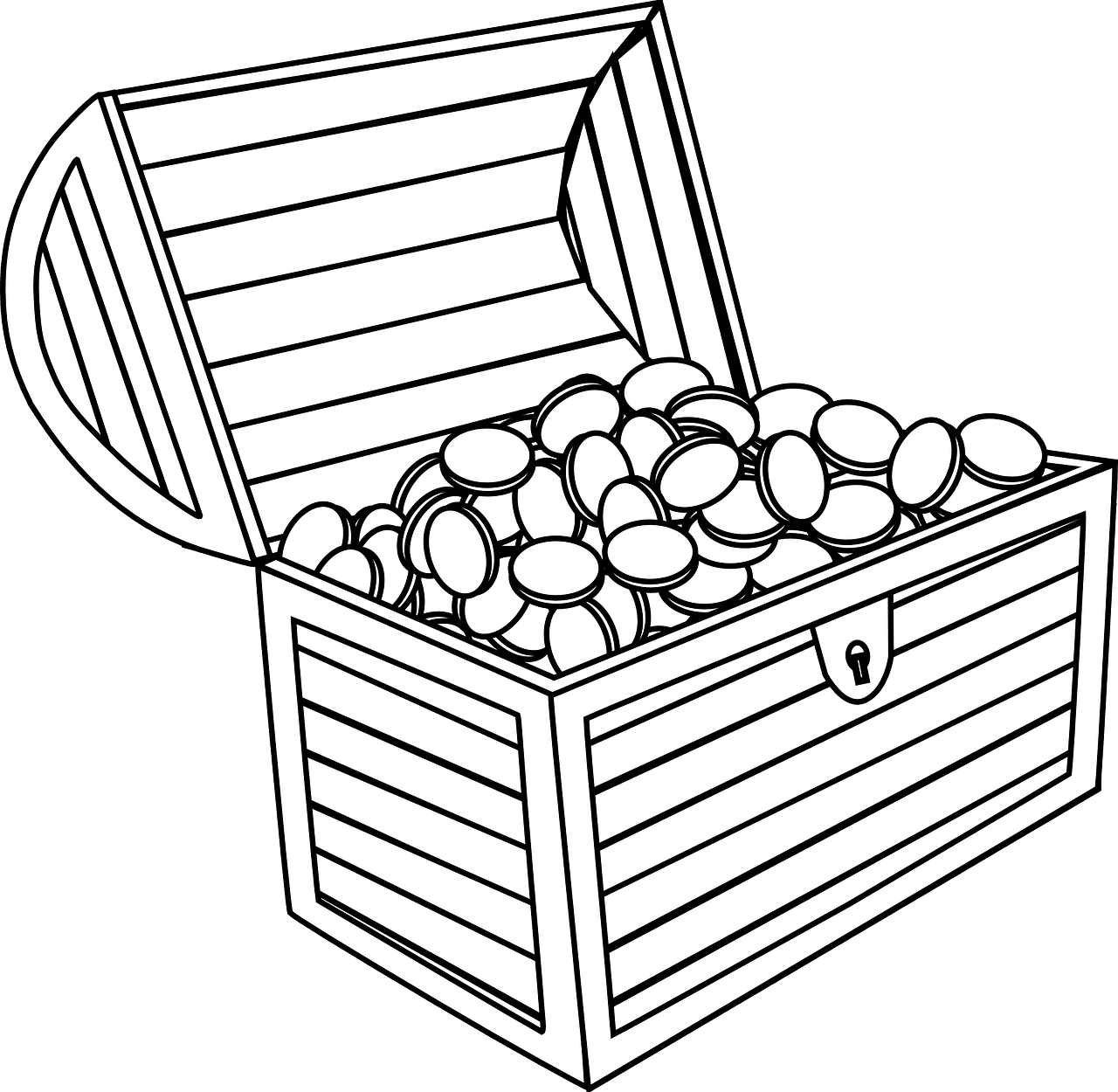 Treasure chest coins open vector graphic clipart