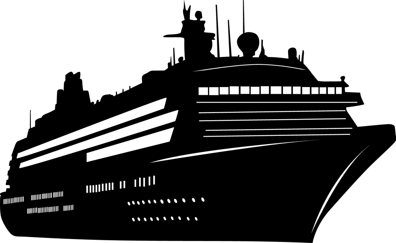 Cruise ship silhouette image with no background clipart