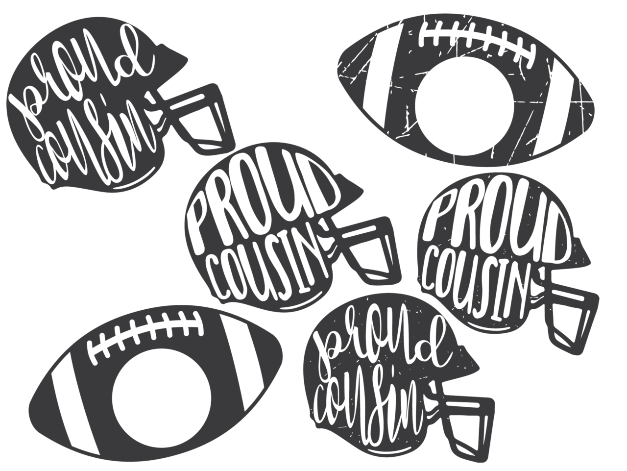 Football black and white proud family helmets dxf cut clipart vector