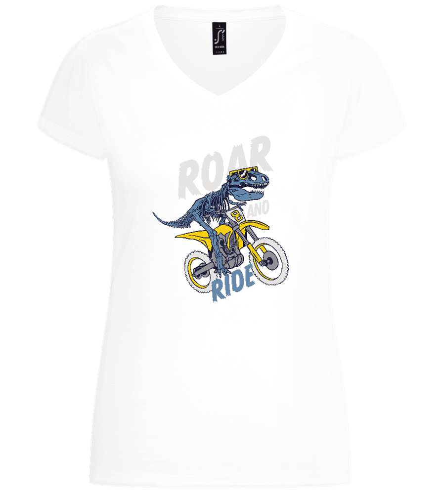 Dino biker design basic women neck shirt clipart logo