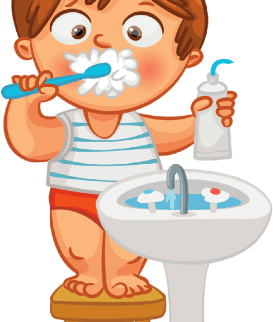 Brushing teeth brush clipart kid clock cepillarse los dientes animado vector