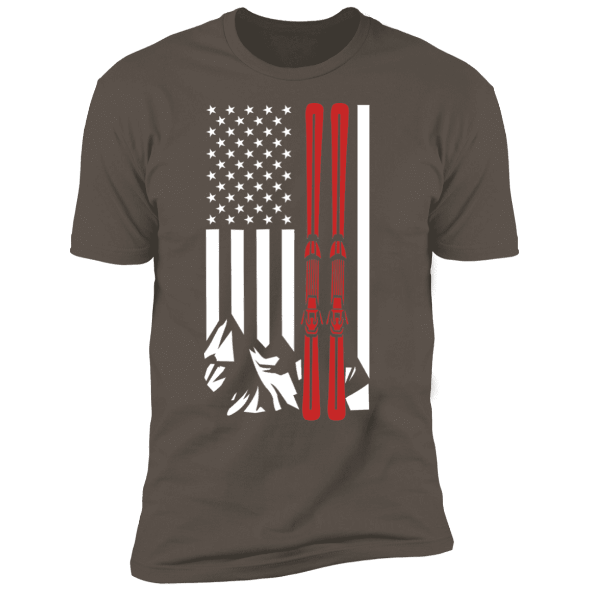 Usa ski flag front short sleeve shirt maroon clipart picture