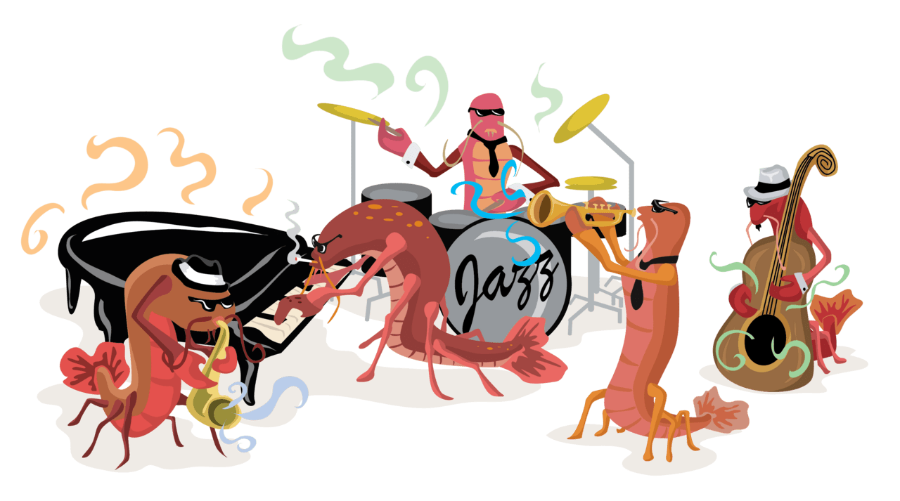 Jazz band crawfish clipart new orleans vector