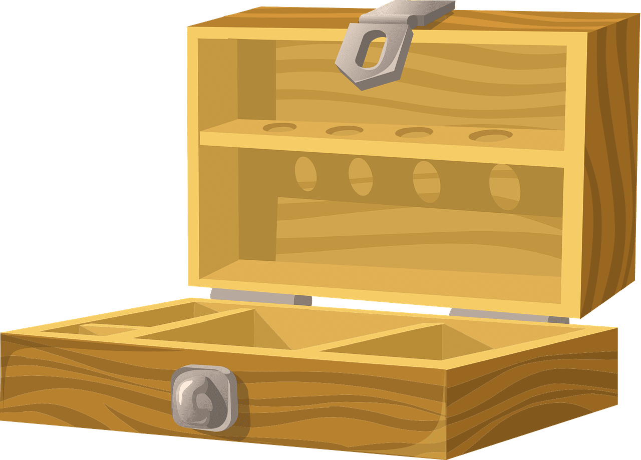 Treasure chest box wooden opened vector graphic clipart