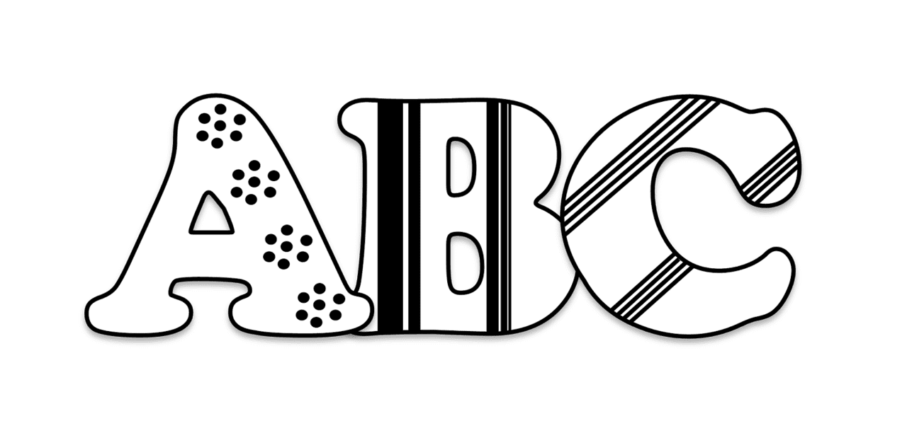 Abc black and white clipart picture