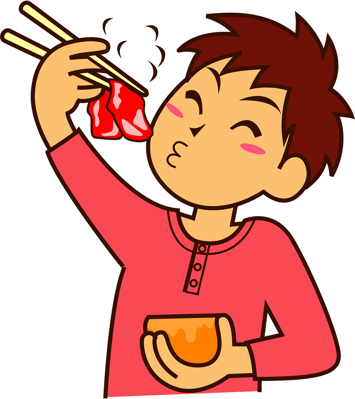 Boy eat vector clipart images