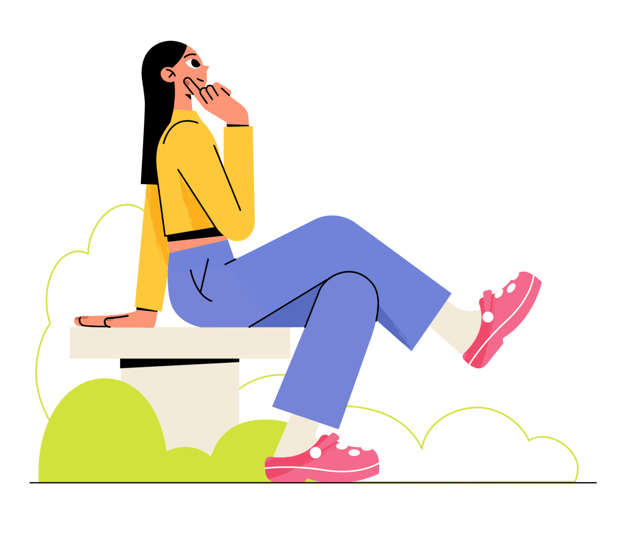 Woman sits and thinks clipart vector