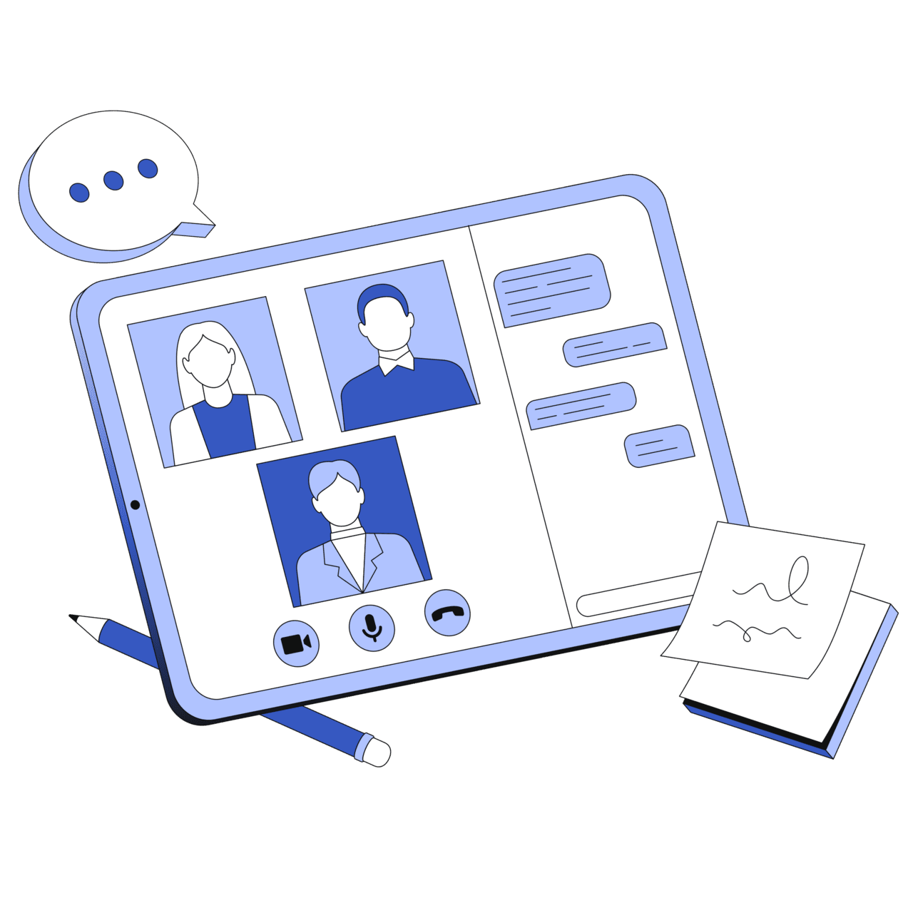 Communicate meet the tablet clipart transparent