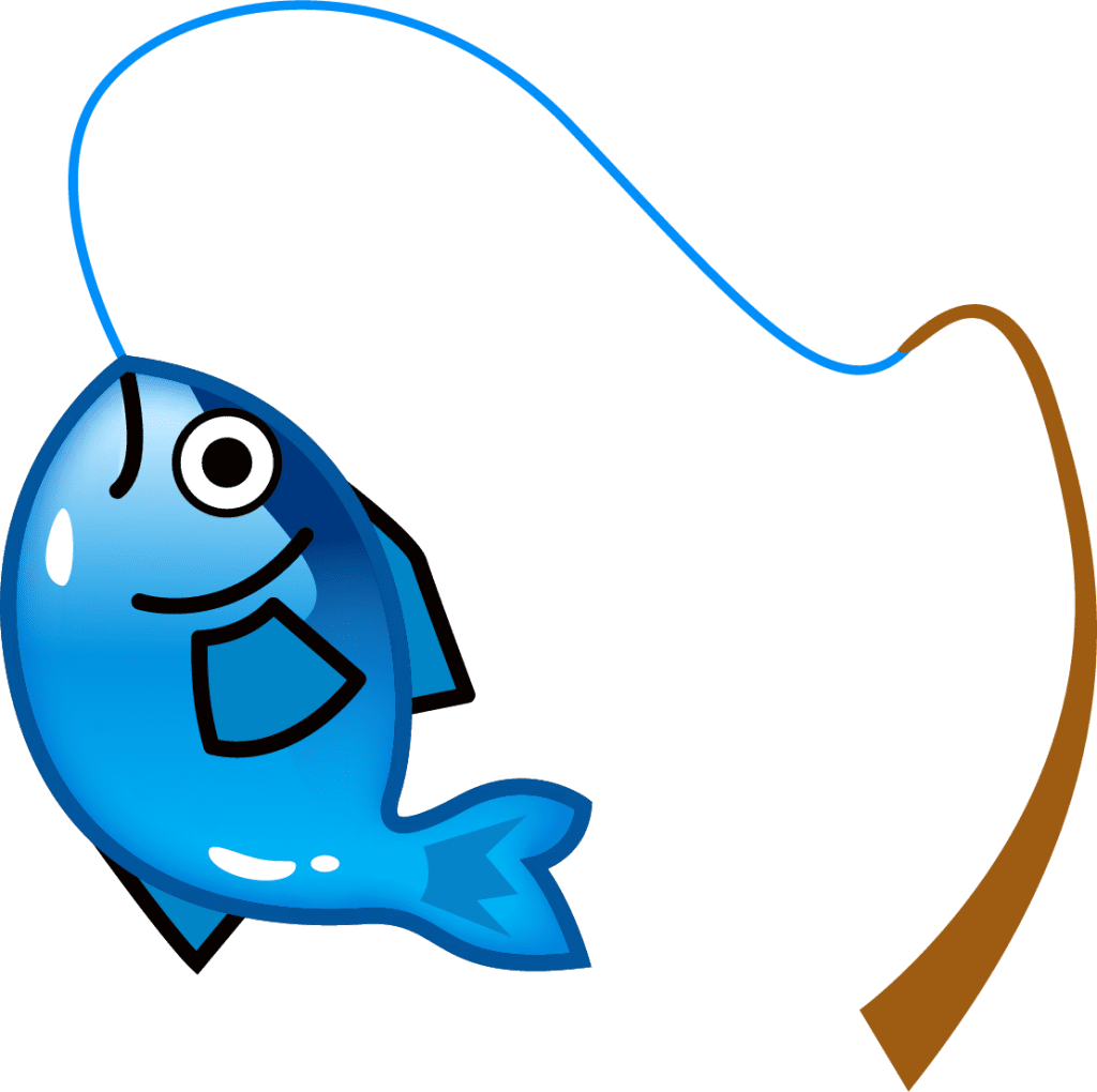 Fishing pole and fish emoji for clipart vector