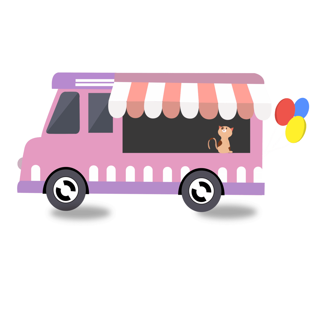 Ai vector cartoon fast food car light truck background and clipart image for