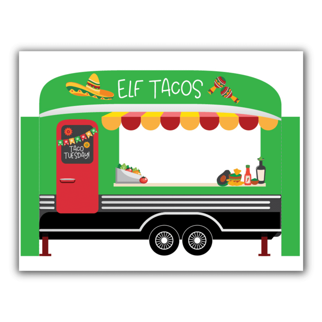 Food truck elf the shelf taco printable clipart background