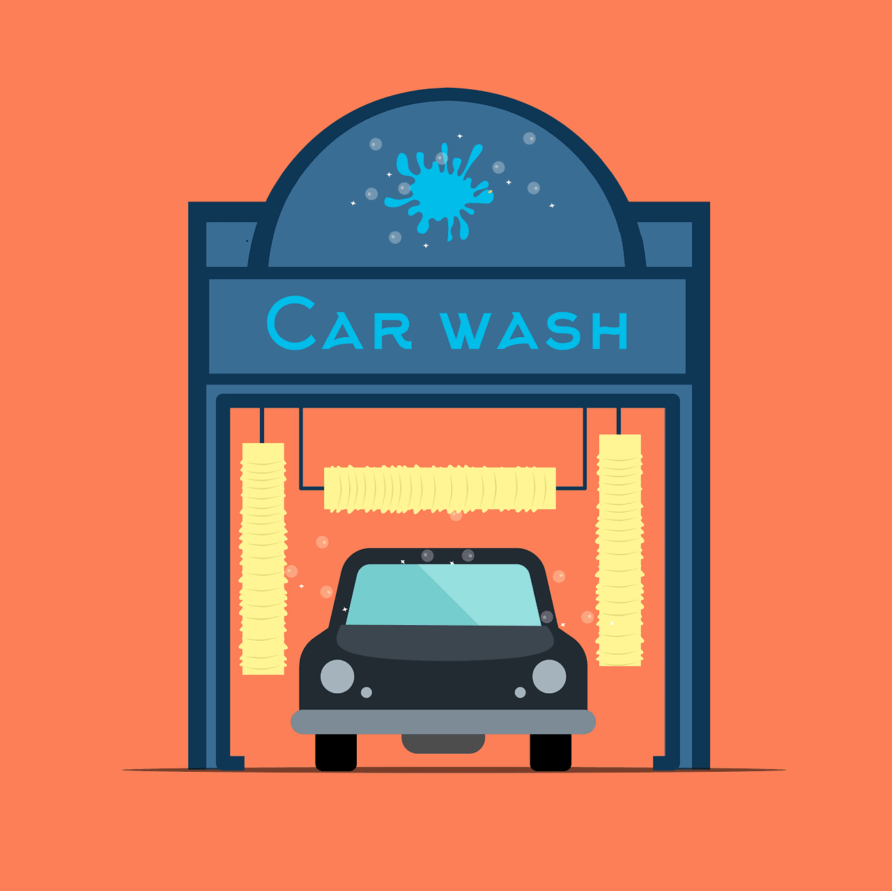 Car wash service cartoon vector graphic clipart