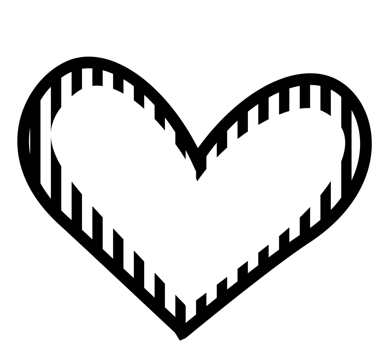 Black white heart pin page clipart picture 5