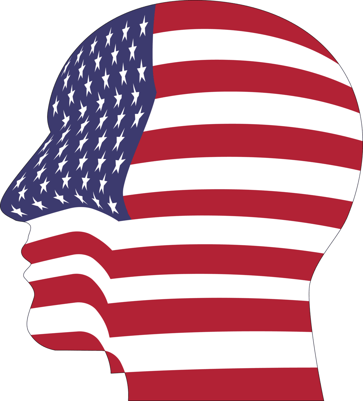 United states flag clipart of pro head with an american image no background