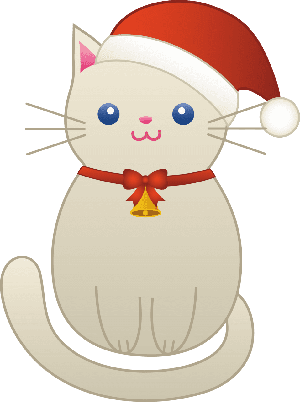 Cat in the hat kittens clipart christmas santa cute cartoon image with no background