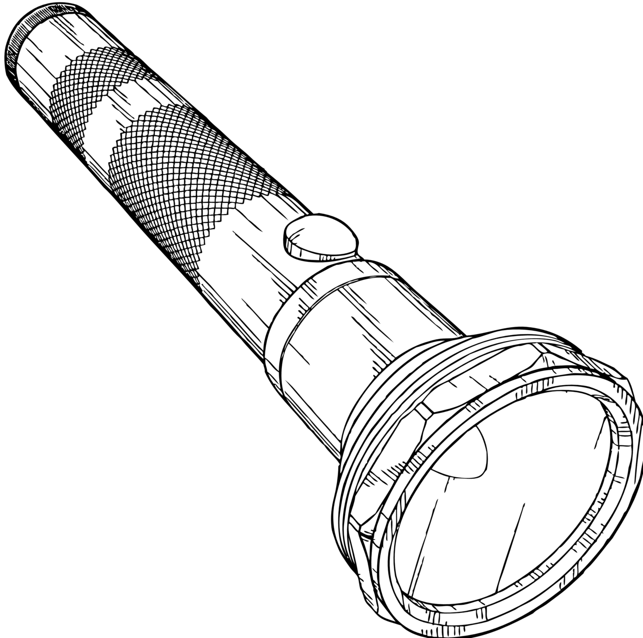 Flashlight black and white clipart transparent