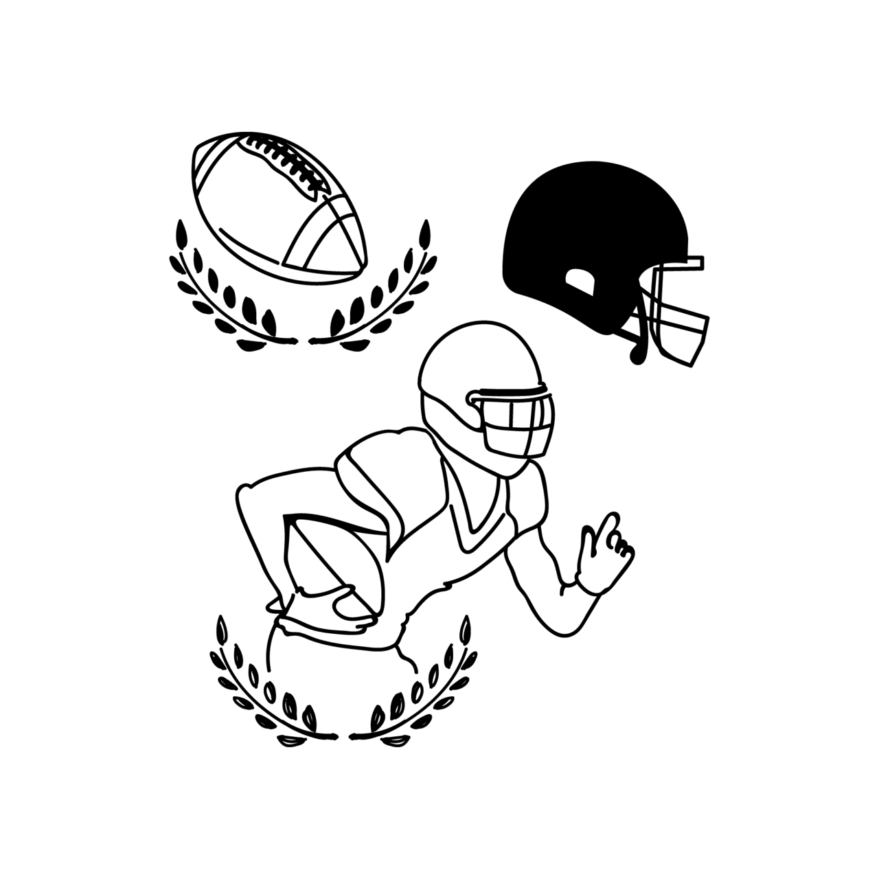 Football black and white pin page clipart vector