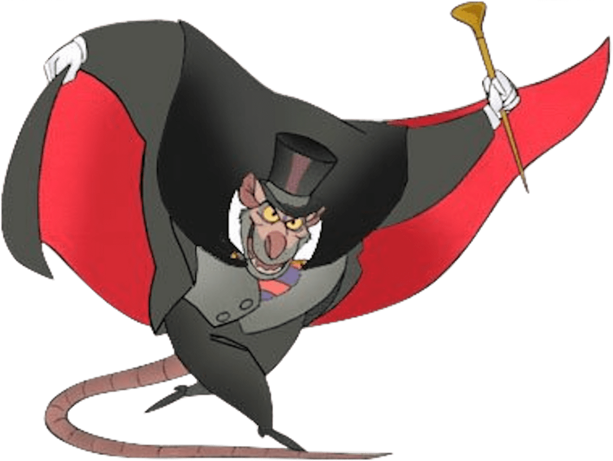 Professor padraic ratigan better known as or simply is disney villains list of the great mou detective clipart transparent