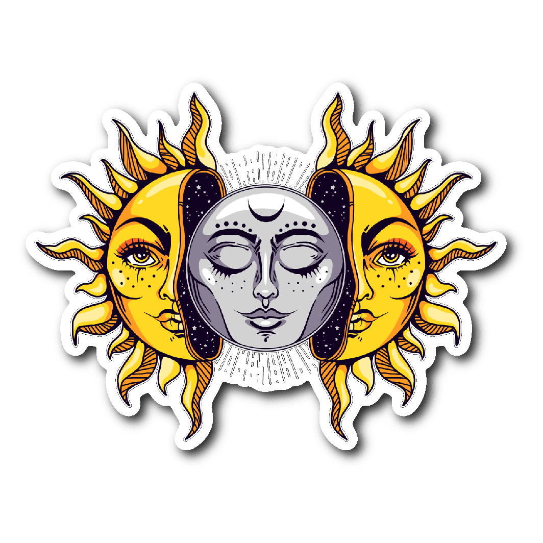 Eclipse sun and moon sticker clipart clip art