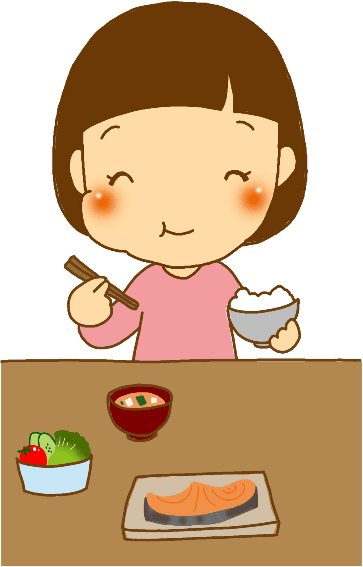 Child girl eat meal vector clipart images