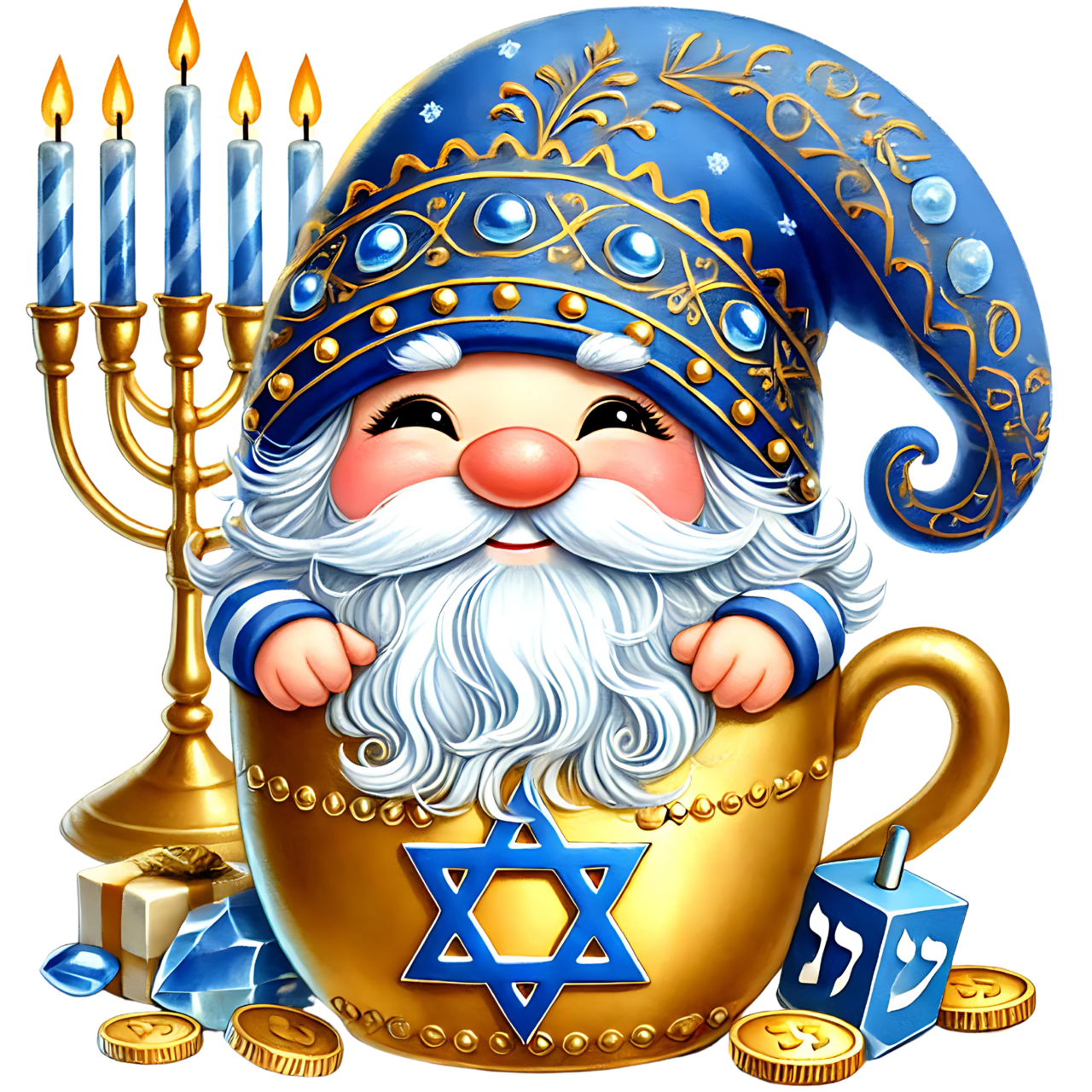 Hanukkah in gold cup dtf direct to film transfer twisted image transfers clipart