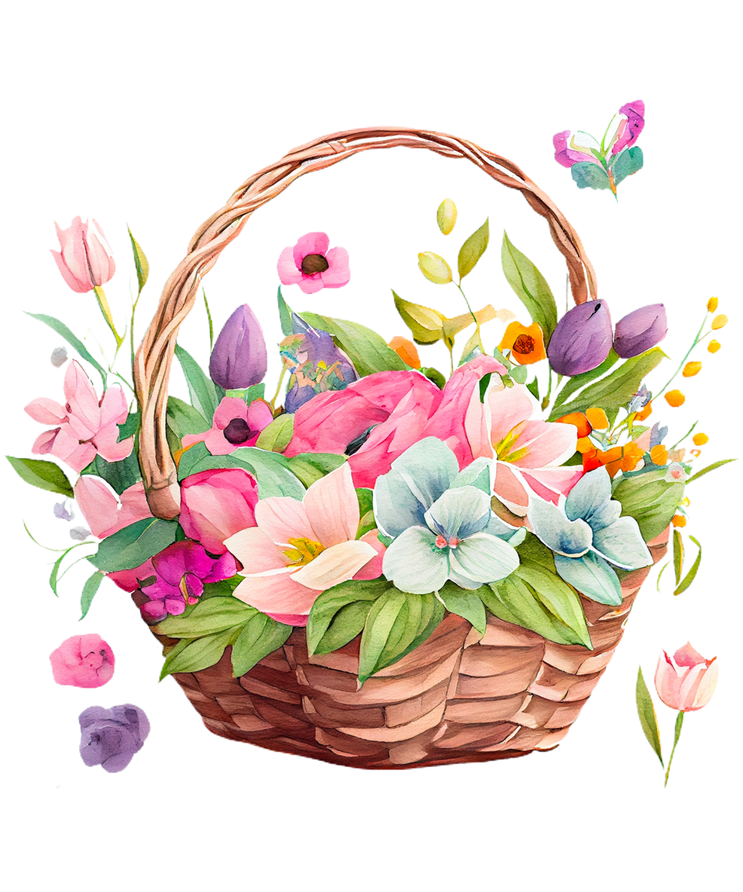 Basket pin by barbara mclendon decoupage painting crafts botanical vintage flower art clipart picture