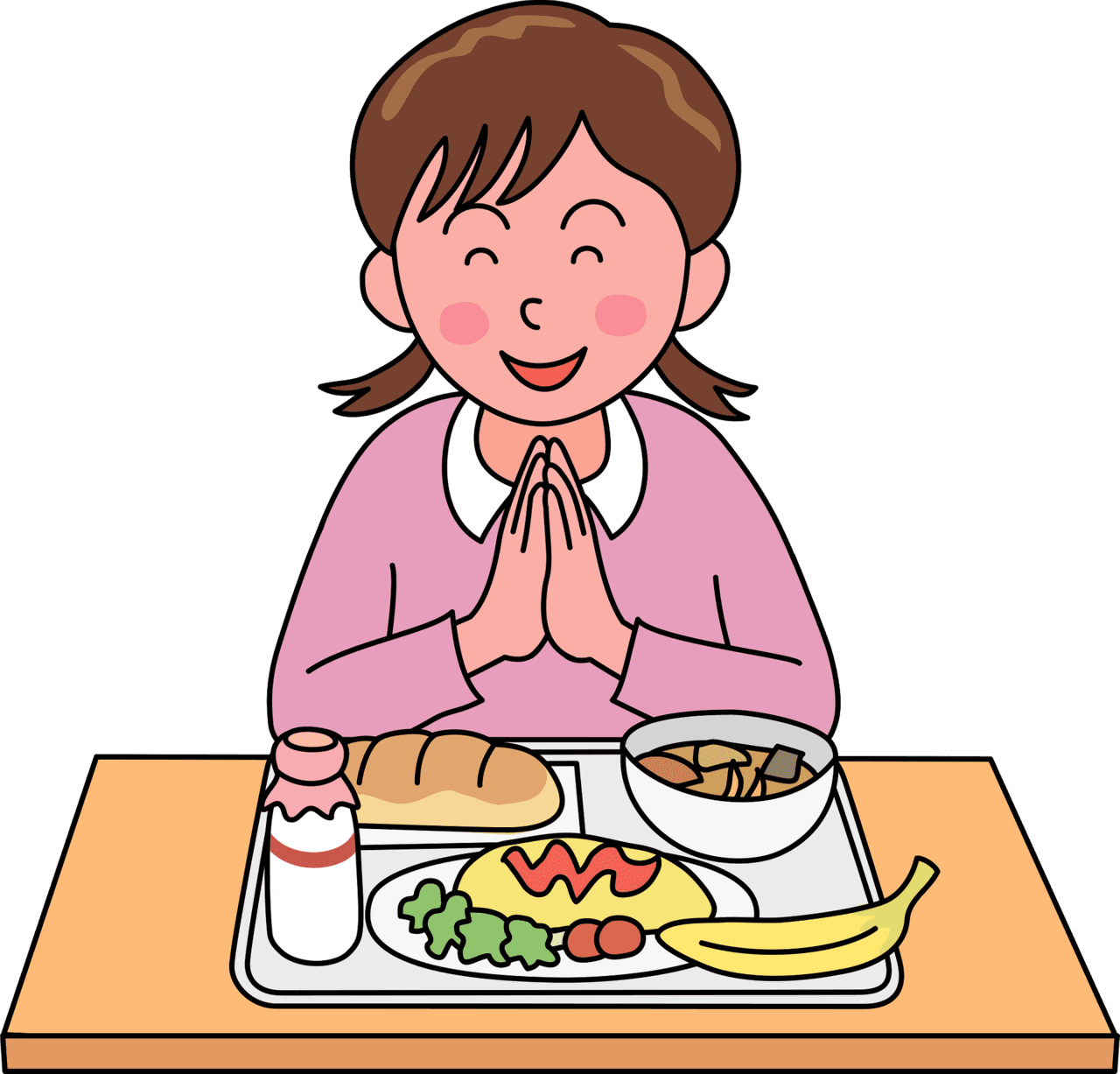 School girl is eat ing lunch vector clipart images