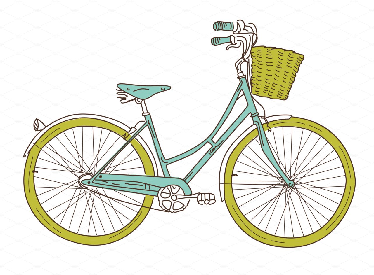 Basket retro bicycles clipart clip art