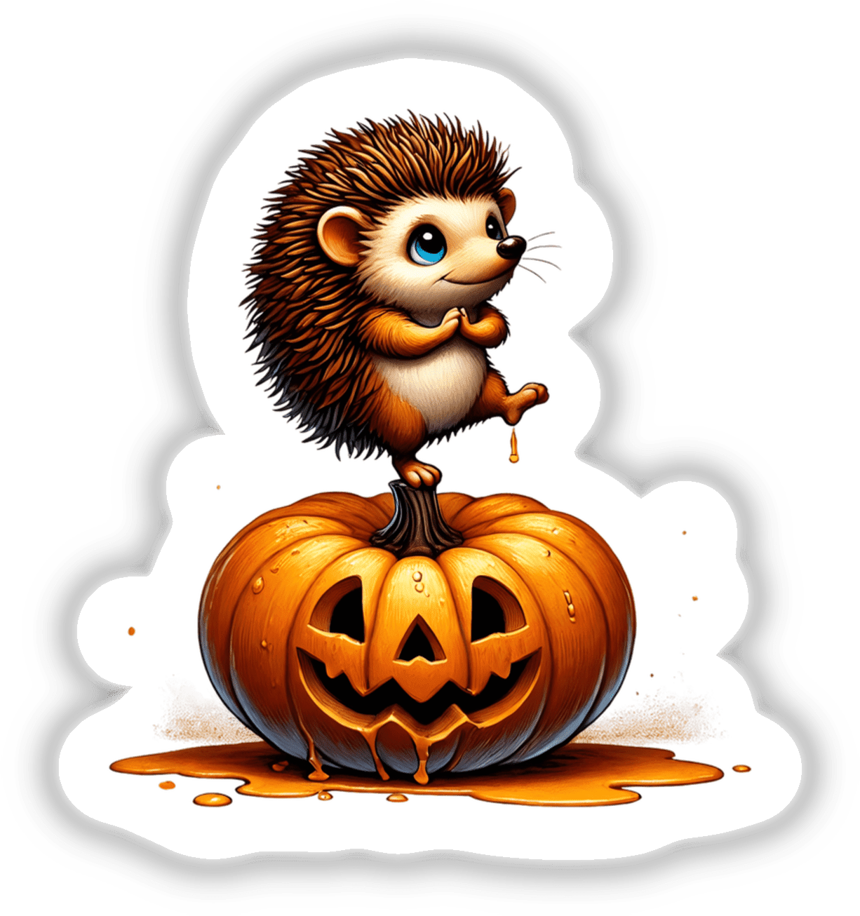 Cute pumpkin hedgehog stand pumpk ch sticker clipart transparent