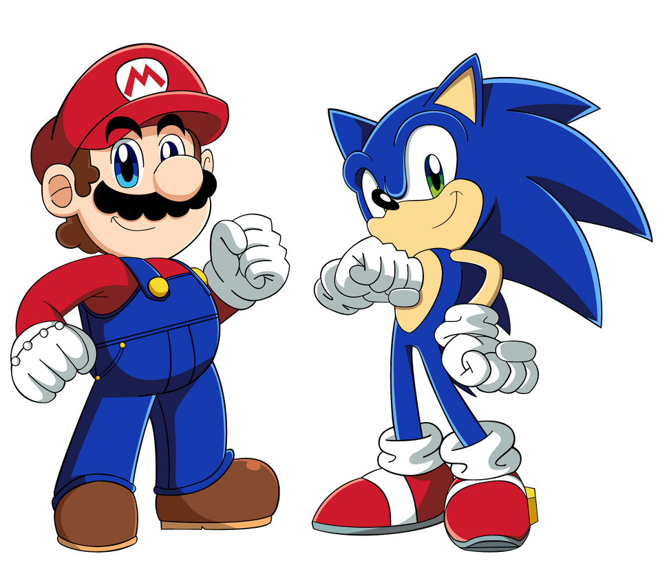 Mario and sonic friendly rivals by bluetyphoon deviantart clipart transparent