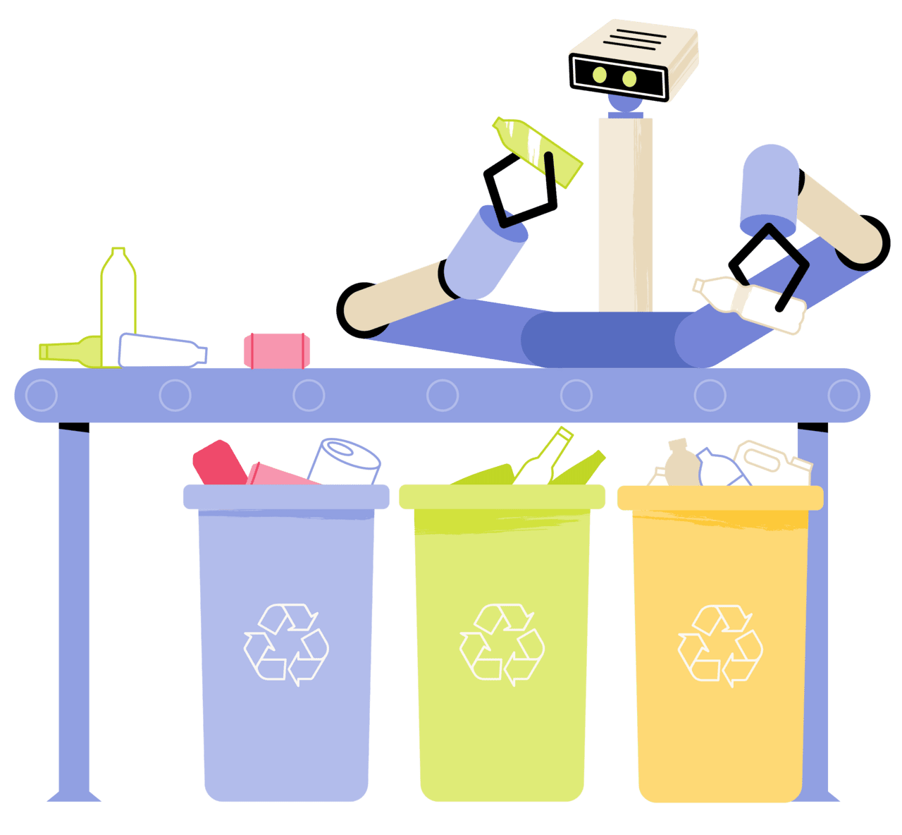 Trash robot sorter and recycl clipart vector