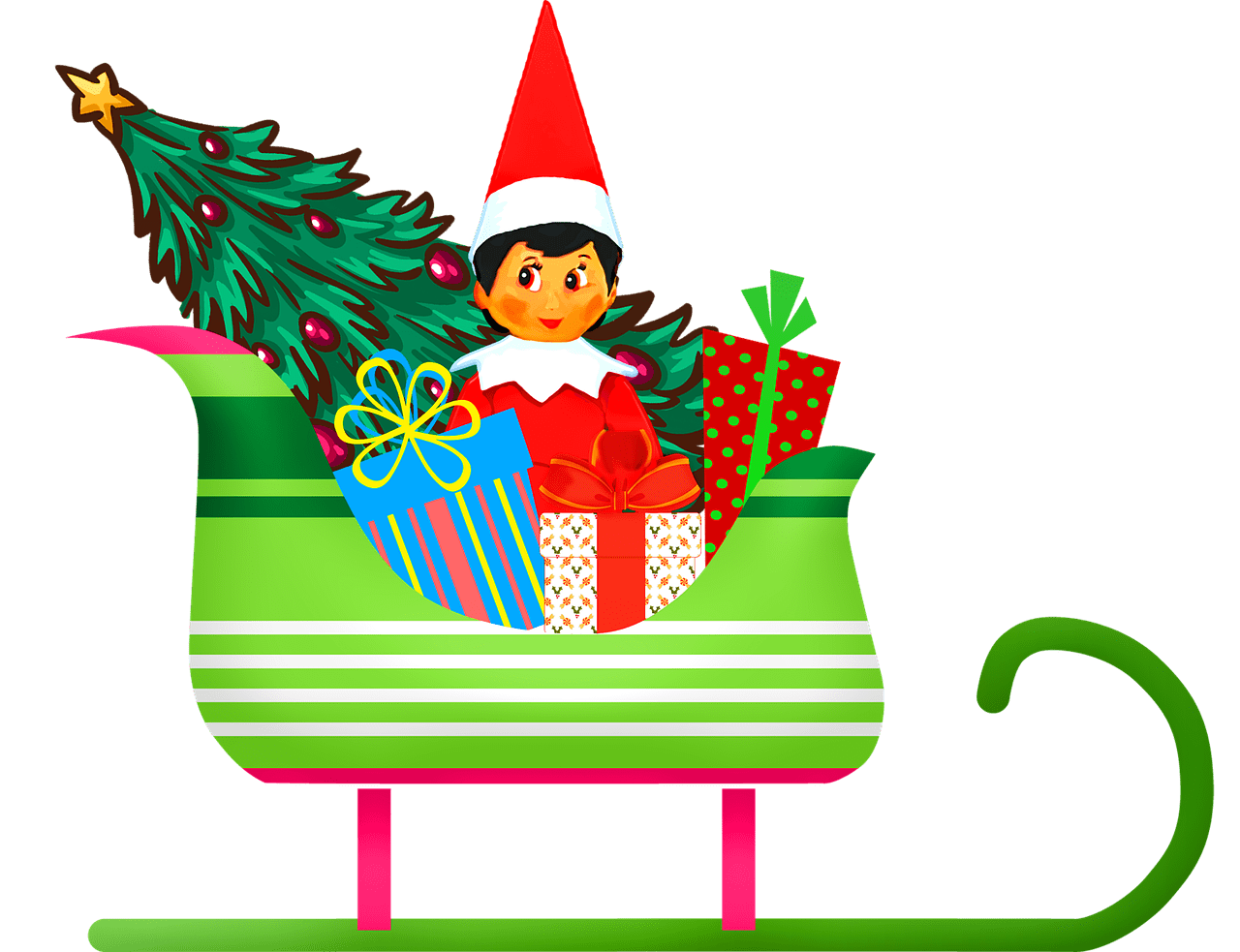 Elf the shelf christmas sleigh winter image from clipart