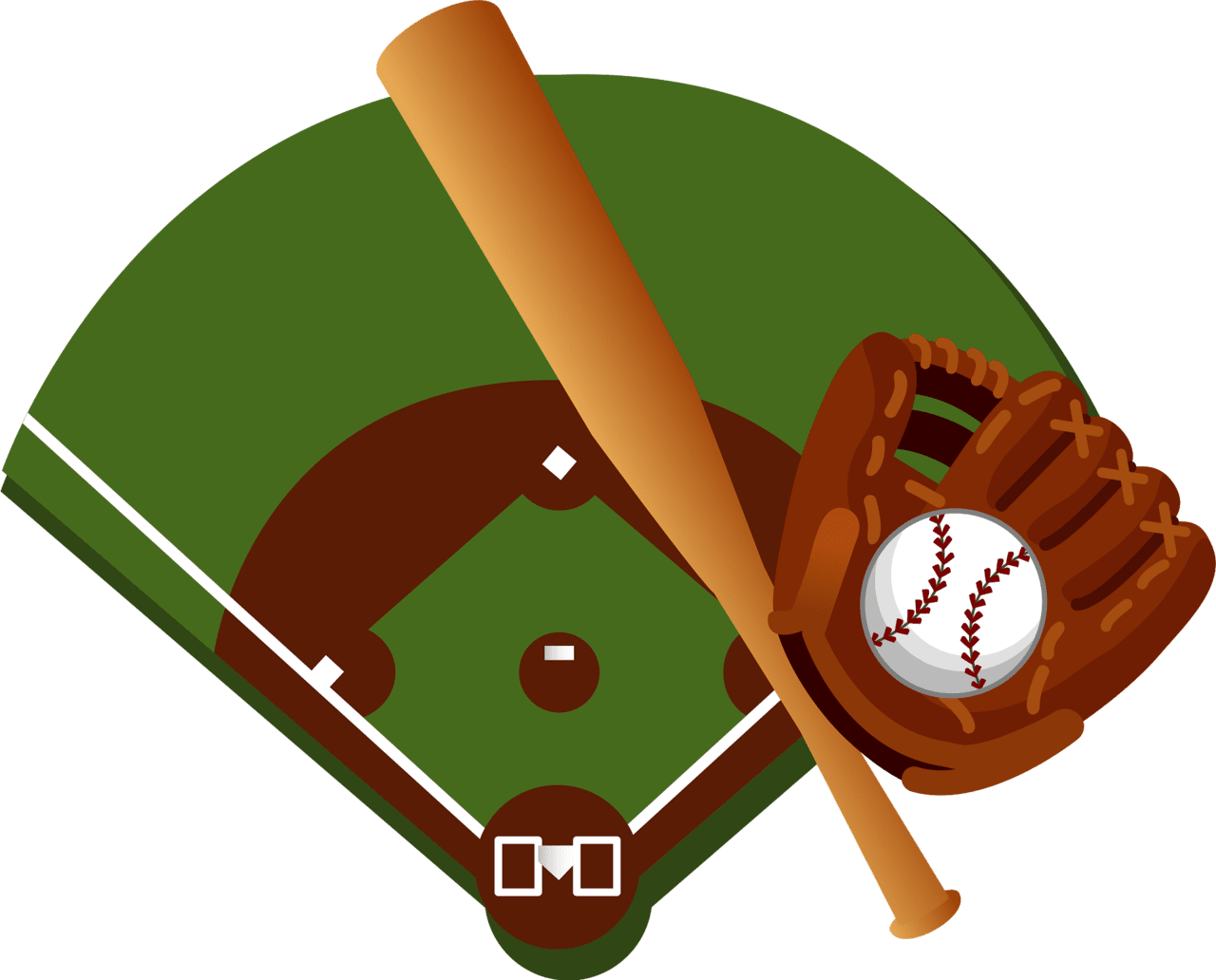 Baseball diamond park and equipment vector clipart images