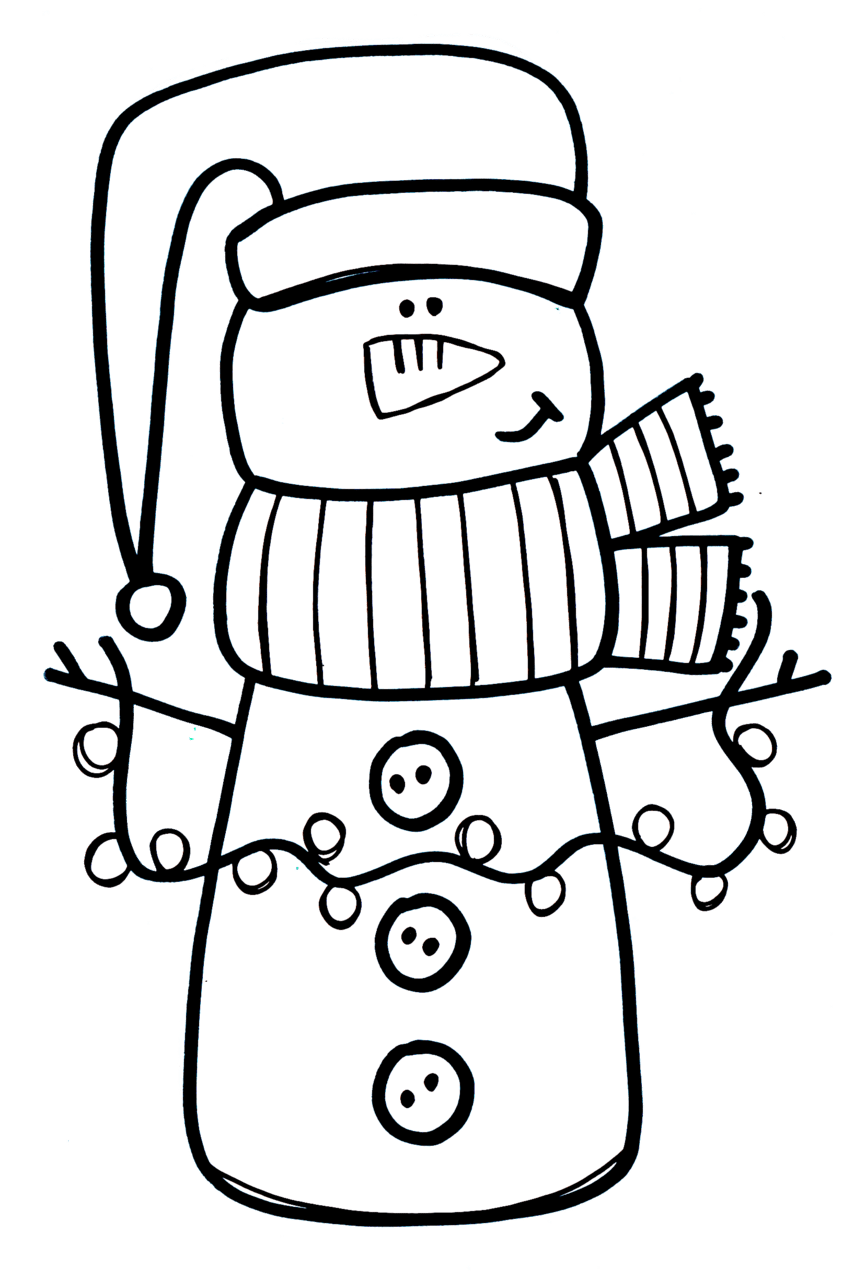 Black and white christmas pin page clipart image