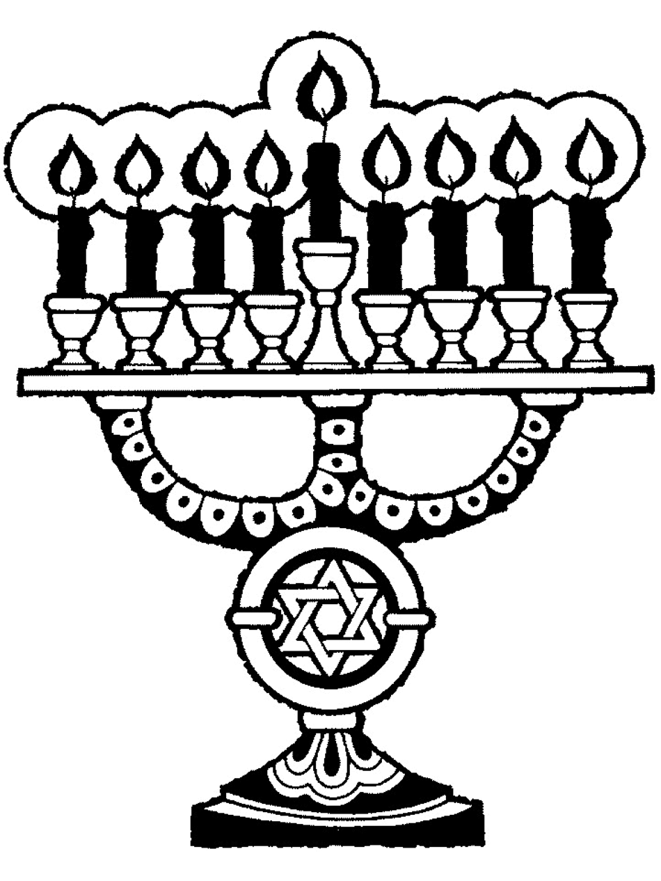 Hanukkah menorah coloring page printable ebook clipart transparent