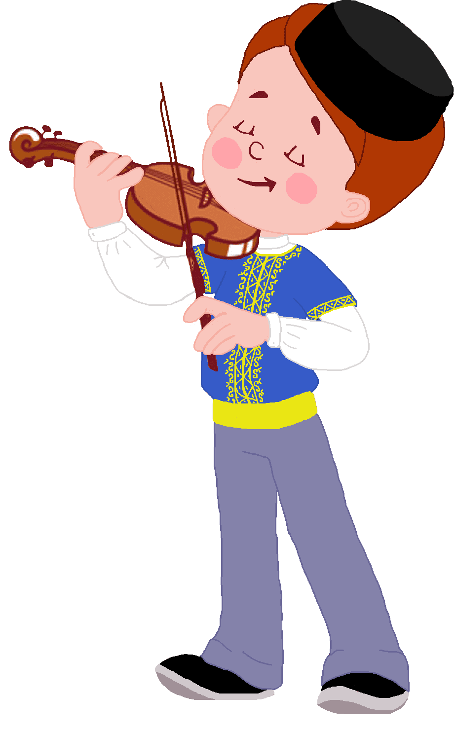 Boy with violin clipart vector